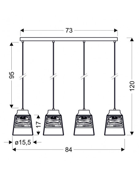 CANDELLUX FRESNO LAMPA WISZĄCA CZARNY 4X60W E27 KLOSZ BEZBARWNY 34-78124