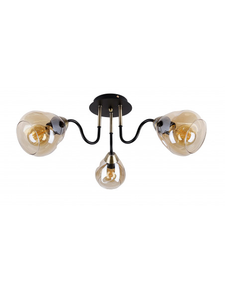 CANDELLUX Unica lampa sufitowa czarny+złoty 3x40w e27 klosz dymiony 33-00880