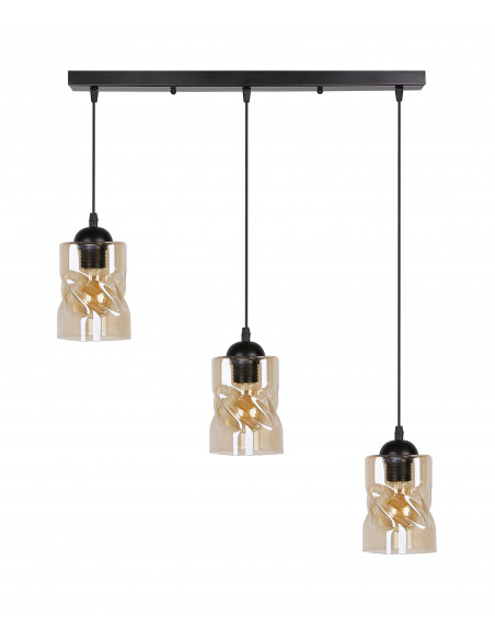 CANDELLUX Felis lampa wisząca czarny 3x60w e27 klosz bursztynowy 33-00187