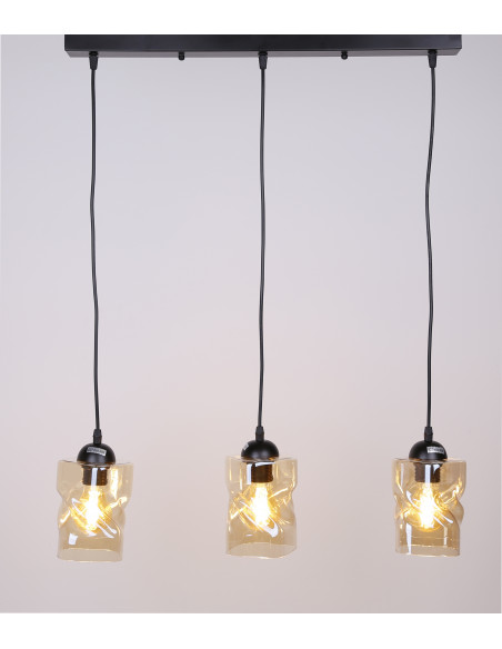 CANDELLUX Felis lampa wisząca czarny 3x60w e27 klosz bursztynowy 33-00187