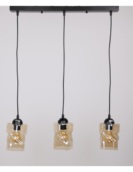 CANDELLUX Felis lampa wisząca czarny 3x60w e27 klosz bursztynowy 33-00187