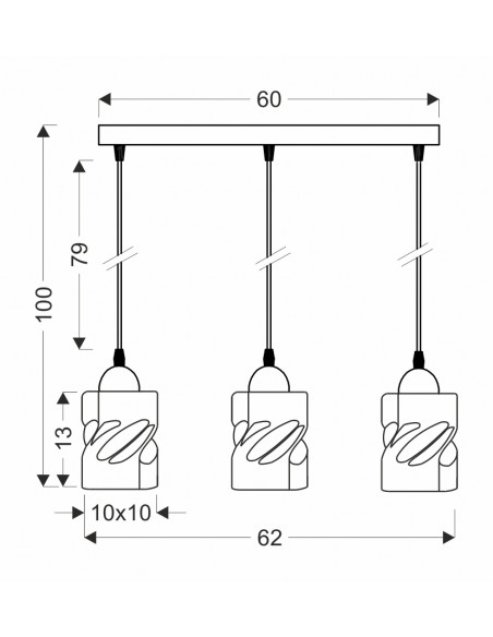 CANDELLUX Felis lampa wisząca czarny 3x60w e27 klosz bursztynowy 33-00187