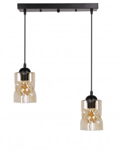 CANDELLUX Felis lampa wisząca czarny 2x60w e27 klosz bursztynowy 32-00170