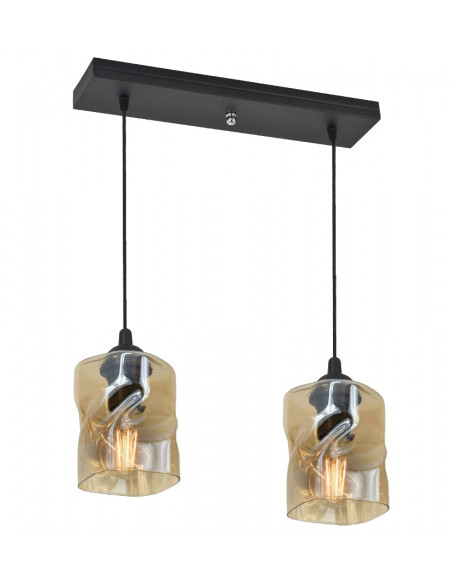 CANDELLUX Felis lampa wisząca czarny 2x60w e27 klosz bursztynowy 32-00170