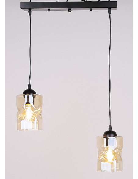 CANDELLUX Felis lampa wisząca czarny 2x60w e27 klosz bursztynowy 32-00170