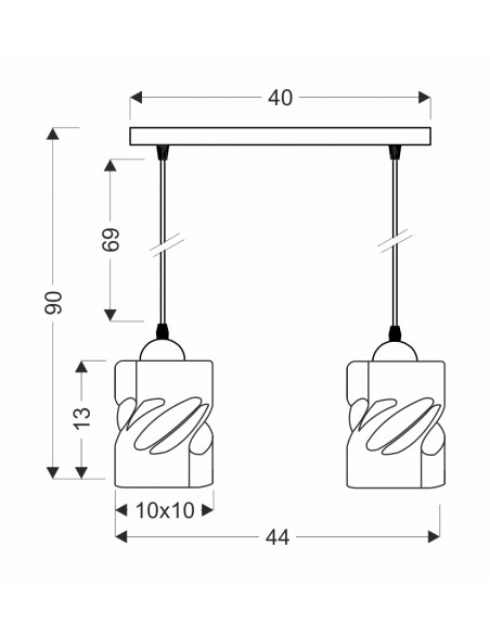 CANDELLUX Felis lampa wisząca czarny 2x60w e27 klosz bursztynowy 32-00170