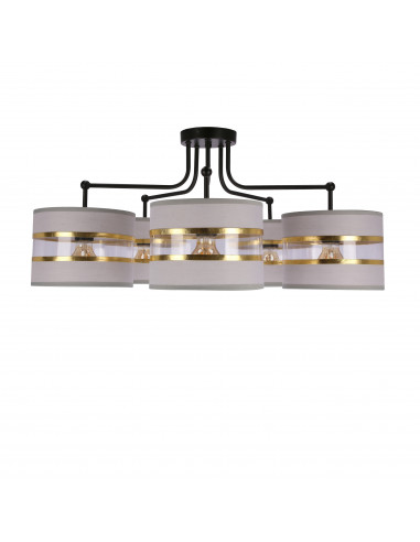 CANDELLUX Andy lampa wisząca czarny 5x40w e27 abażur szary+złoty 35-00521