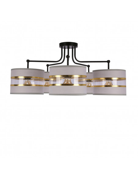 CANDELLUX Andy lampa wisząca czarny 5x40w e27 abażur szary+złoty 35-00521