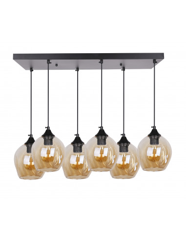CANDELLUX Aspa lampa wisząca czarny 6x40w e27 klosz brązowy 36-00620