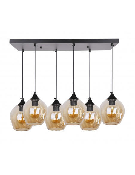 CANDELLUX Aspa lampa wisząca czarny 6x40w e27 klosz brązowy 36-00620