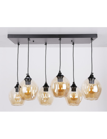 CANDELLUX Aspa lampa wisząca czarny 6x40w e27 klosz brązowy 36-00620