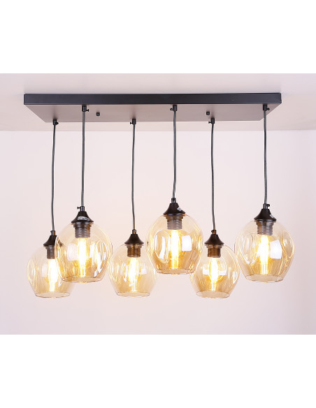 CANDELLUX Aspa lampa wisząca czarny 6x40w e27 klosz brązowy 36-00620