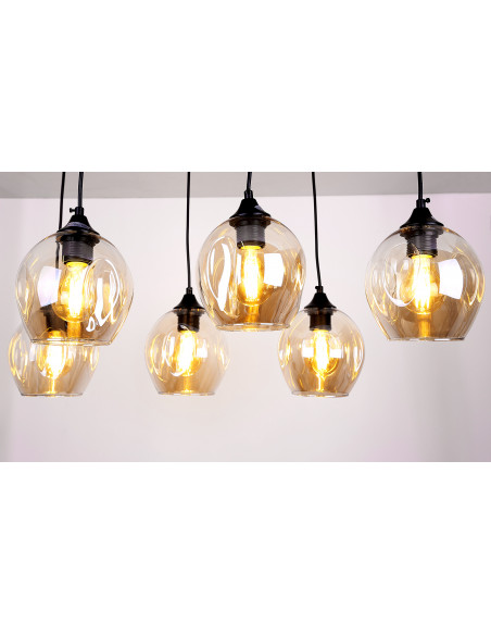 CANDELLUX Aspa lampa wisząca czarny 6x40w e27 klosz brązowy 36-00620