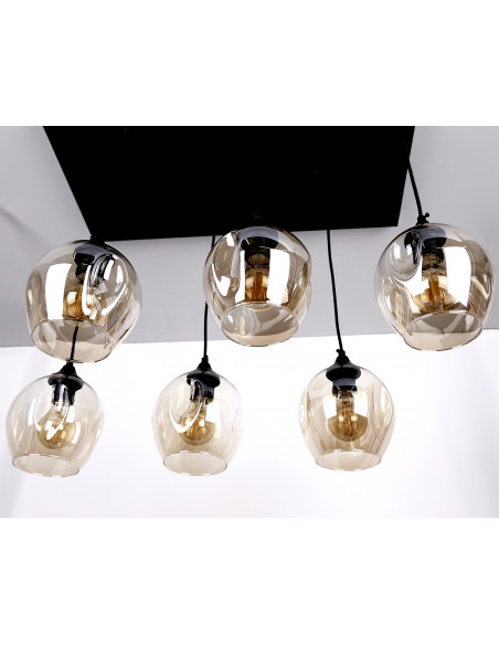 CANDELLUX Aspa lampa wisząca czarny 6x40w e27 klosz brązowy 36-00620