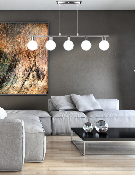 CANDELLUX Oden lampa wisząca chromowy 5x40w g9 klosz biały 35-03270