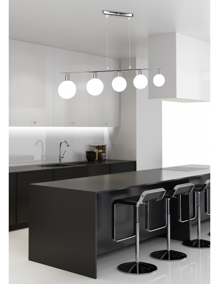CANDELLUX Oden lampa wisząca chromowy 5x40w g9 klosz biały 35-03270