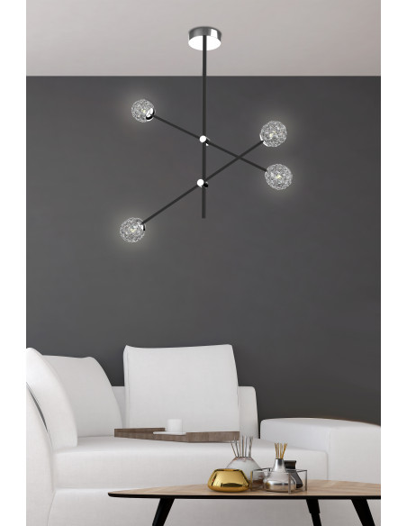 CANDELLUX PAKSOS LAMPA WISZĄCA 4XMAX 5W G9 LED CZARNY APETI A0032-341