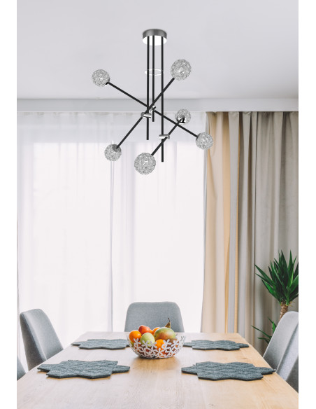 CANDELLUX PAKSOS LAMPA WISZĄCA 6XMAX 5W G9 LED CZARNY APETI A0032-360