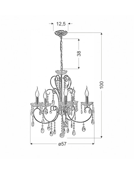 CANDELLUX AURORA LAMPA WISZĄCA 5*40W E14 CZARNY 35-73730