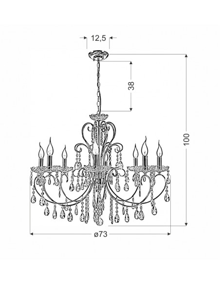CANDELLUX AURORA LAMPA WISZĄCA 8*40W E14 CZARNY 38-73747