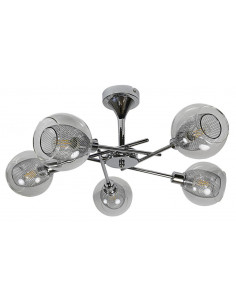 CANDELLUX OZZO LAMPA WISZĄCA 5X40W E14 CHROM KLOSZ BEZBARWNY 35-72252
