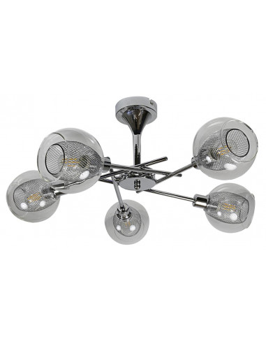 CANDELLUX OZZO LAMPA WISZĄCA 5X40W E14 CHROM KLOSZ BEZBARWNY 35-72252