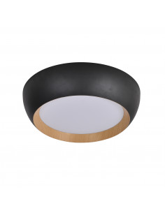 CANDELLUX ABRUZZO LAMPA SUFITOWA PLAFON CZARNO DREWNIANY 24W LED 40X32 CM KLOSZ BIAŁY 14-24121