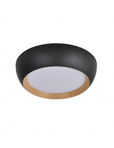 CANDELLUX ABRUZZO LAMPA SUFITOWA PLAFON CZARNO DREWNIANY 24W LED 40X32 CM KLOSZ BIAŁY 14-24121