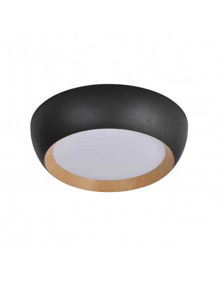 CANDELLUX ABRUZZO LAMPA SUFITOWA PLAFON CZARNO DREWNIANY 24W LED 40X32 CM KLOSZ BIAŁY 14-24121