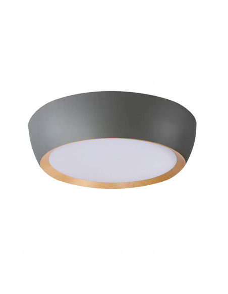 CANDELLUX ABRUZZO LAMPA SUFITOWA PLAFON SZARO DREWNIANY 24W LED 40X32 CM KLOSZ BIAŁY 14-24114