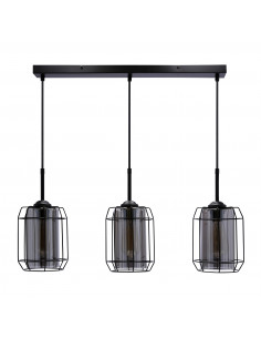 CANDELLUX Jonera lampa wisząca czarny 3x40w e27 klosz dymiony 33-08435