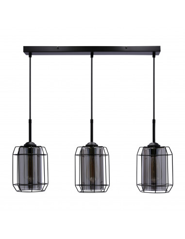 CANDELLUX Jonera lampa wisząca czarny 3x40w e27 klosz dymiony 33-08435