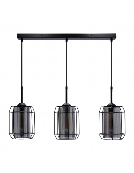 CANDELLUX Jonera lampa wisząca czarny 3x40w e27 klosz dymiony 33-08435
