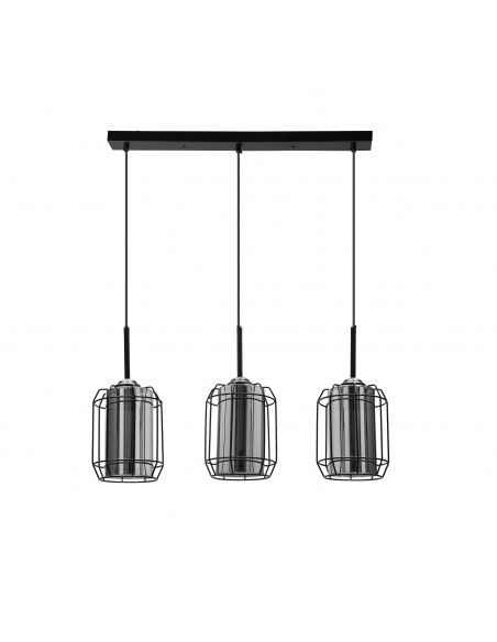 CANDELLUX Jonera lampa wisząca czarny 3x40w e27 klosz dymiony 33-08435