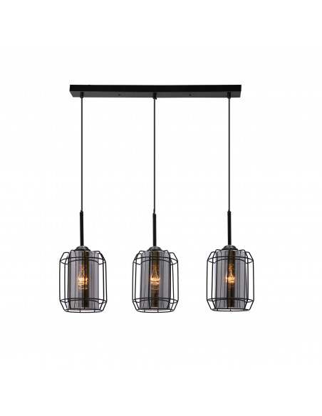 CANDELLUX Jonera lampa wisząca czarny 3x40w e27 klosz dymiony 33-08435