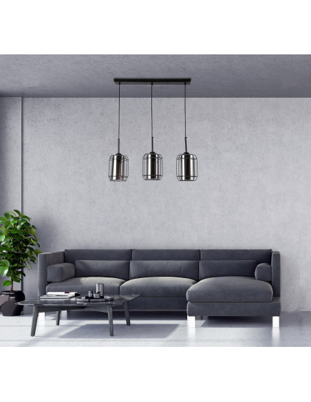 CANDELLUX Jonera lampa wisząca czarny 3x40w e27 klosz dymiony 33-08435