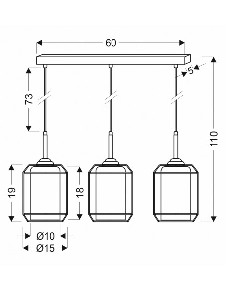 CANDELLUX Jonera lampa wisząca czarny 3x40w e27 klosz dymiony 33-08435