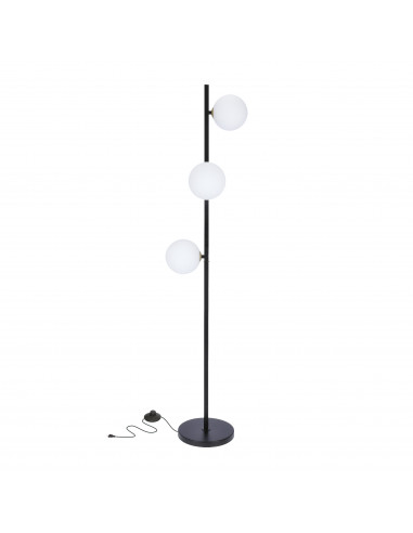 CANDELLUX Kama lampa podłogowa czarny+złoty 3x28w g9 klosz biały 53-01238