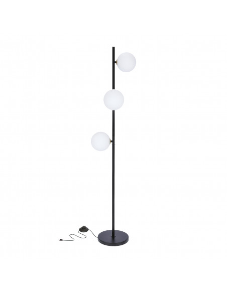 CANDELLUX Kama lampa podłogowa czarny+złoty 3x28w g9 klosz biały 53-01238