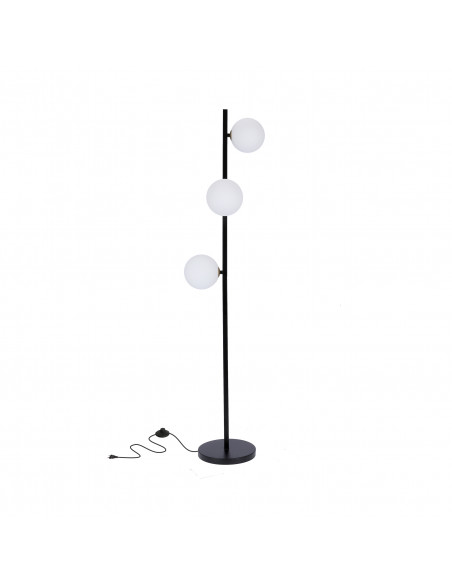 CANDELLUX Kama lampa podłogowa czarny+złoty 3x28w g9 klosz biały 53-01238