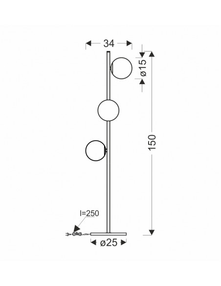 CANDELLUX Kama lampa podłogowa czarny+złoty 3x28w g9 klosz biały 53-01238