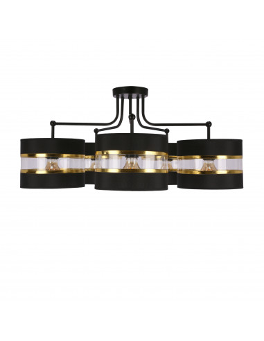 CANDELLUX Andy lampa wisząca czarny 5x40w e27 abażur czarny+złoty 35-06158