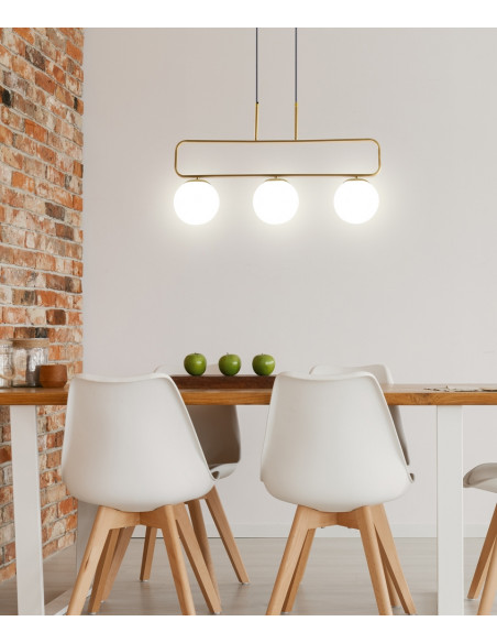CANDELLUX Jove lampa wisząca mosiądz 3x20w g9 klosz biały 33-01573