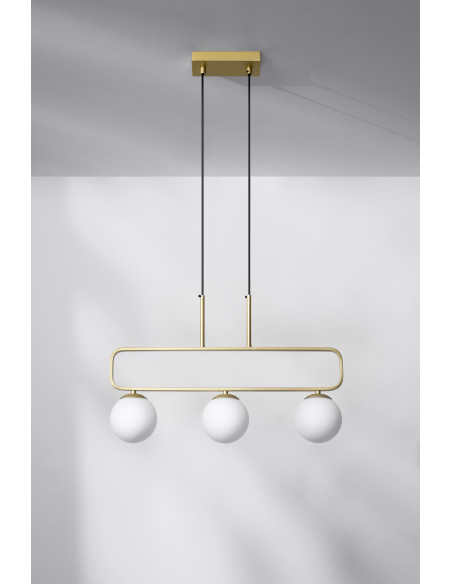 CANDELLUX Jove lampa wisząca mosiądz 3x20w g9 klosz biały 33-01573