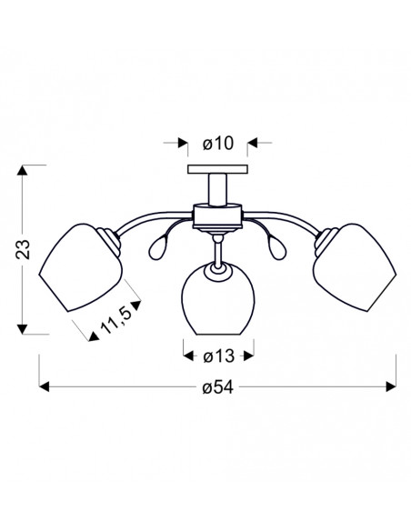 CANDELLUX Estar lampa sufitowa chromowy 3x40w e27 klosz biały 33-09432
