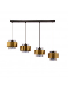 CANDELLUX Spiega lampa wisząca czarny+mosiężny 4x60w e27 klosz dymiony 34-09517
