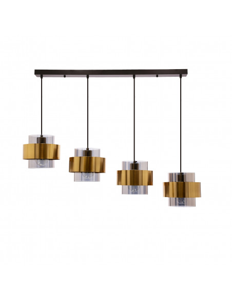 CANDELLUX Spiega lampa wisząca czarny+mosiężny 4x60w e27 klosz dymiony 34-09517