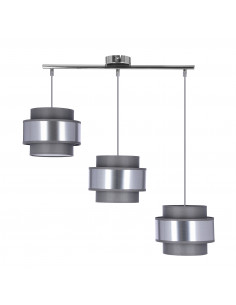 CANDELLUX Hare lampa wisząca chromowy 3x60w e27 abażur szary+srebrny 33-18502