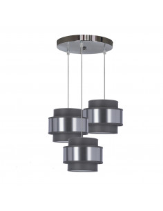 CANDELLUX Hare lampa wisząca chromowy talerz 3x60w e27 abażur szary+srebrny 33-18496
