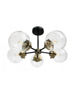 CANDELLUX Lens lampa sufitowa czarny+patynowy 5x40w e14 klosz bezbarwny 35-01306